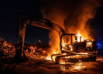 Bager u potpunosti izgorio u večernjim satima